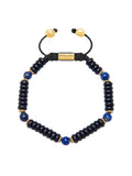 Nialaya Men's Beaded Bracelet The Mykonos Collection - Matte Onyx and Blue Lapis L (18cm / 7.1”) / Black MGRD6_013