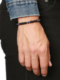 Nialaya Men's Beaded Bracelet The Mykonos Collection - Matte Onyx and Blue Lapis L (18cm / 7.1”) / Black MGRD6_013