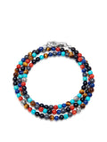 Nialaya Men's Beaded Bracelet The Mykonos Collection - Turquoise, Red Glass Beads, Blue Lapis, Hematite, and Onyx