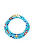 Nialaya Men's Beaded Bracelet The Mykonos Collection - Vintage Turquoise, Red and Blue Glass Beads