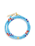 Nialaya Men's Beaded Bracelet The Mykonos Collection - Vintage Turquoise, Red and Blue Glass Beads