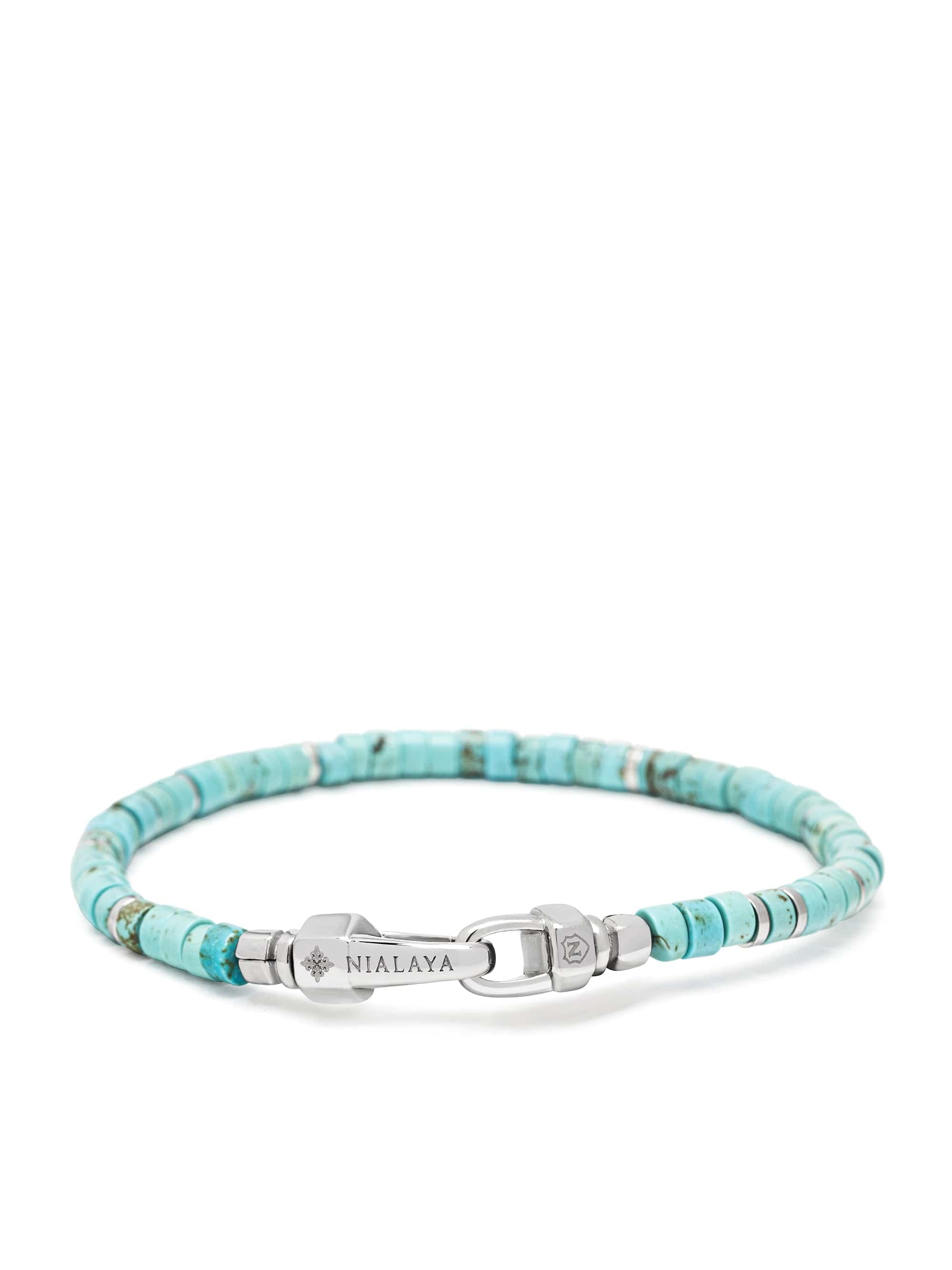 Nialaya Men's Beaded Bracelet Turquoise Heishi Bracelet Turquoise Heishi Bracelet
