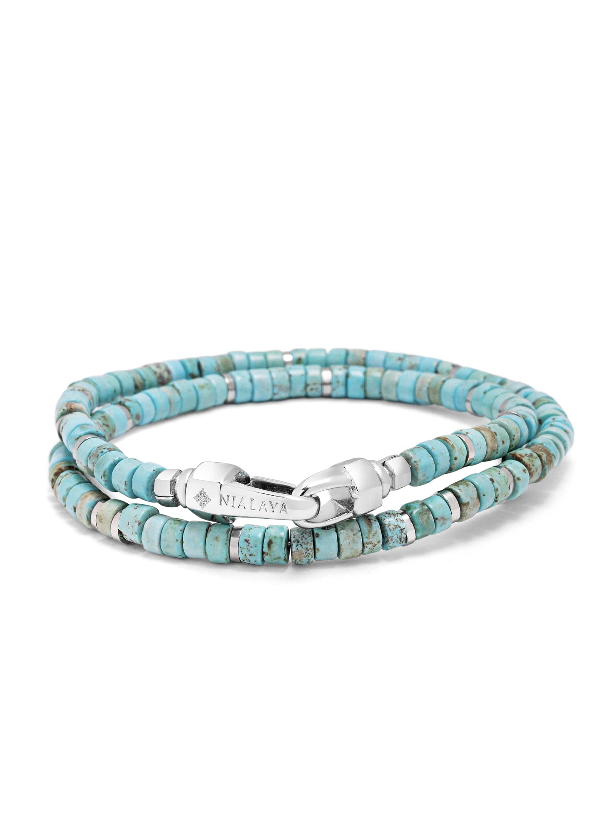 Nialaya Men's Beaded Bracelet Turquoise Heishi Wrap Bracelet Turquoise Heishi Wrap Bracelet