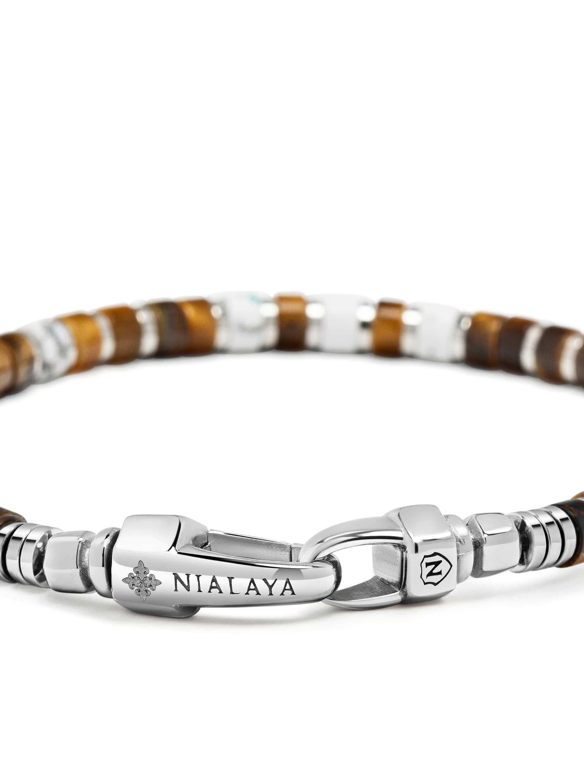 Nialaya Men's Beaded Bracelet White Howlite Heishi Bracelet White Howlite Heishi Bracelet