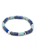 Nialaya Men's Beaded Bracelet Wristband with Blue Lapis and Turquoise Heishi Beads