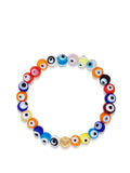 Nialaya Men's Beaded Bracelet Wristband with Evil Eye Glass Beads