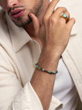 Nialaya Men's Beaded Bracelet Wristband with Green Japanese Miyuki Beads Wristband with Green Japanese Miyuki Beads