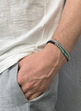 Nialaya Men's Beaded Bracelet Wristband with Matte Onyx and Turquoise
