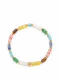 Nialaya Men's Beaded Bracelet Wristband with Multi-Color Heishi Beads and Gold