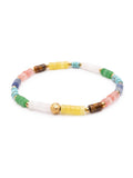 Nialaya Men's Beaded Bracelet Wristband with Multi-Color Heishi Beads and Gold