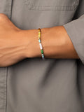 Nialaya Men's Beaded Bracelet Wristband with Multi-Color Heishi Beads and Gold