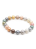 Nialaya Men's Beaded Bracelet Wristband with Pastel Pearls and Silver