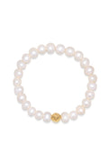 Nialaya Men's Beaded Bracelet Wristband with Pearl and Gold