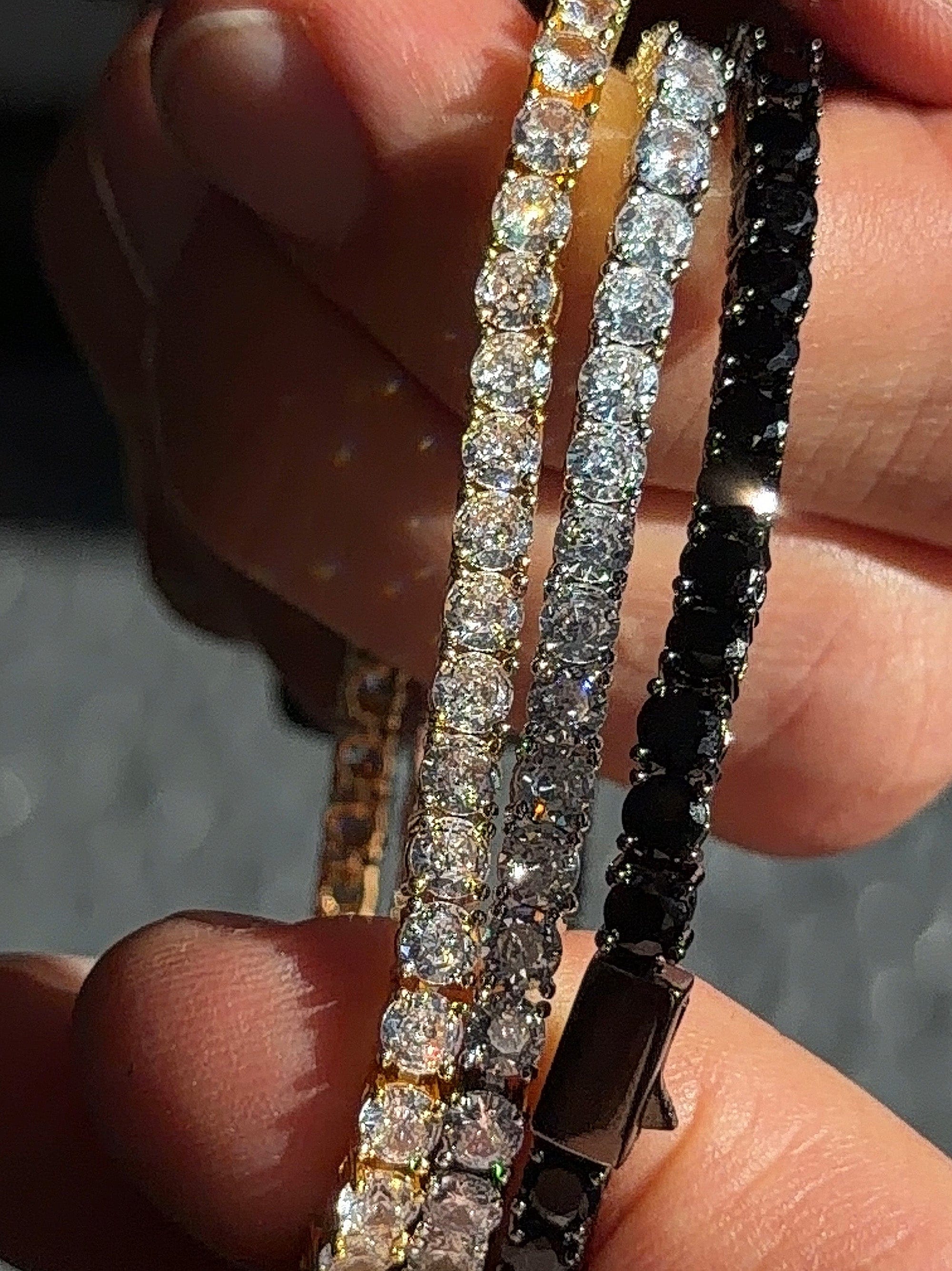 Nialaya Men's Bracelet Black Tennis Bracelet Black Tennis Bracelet