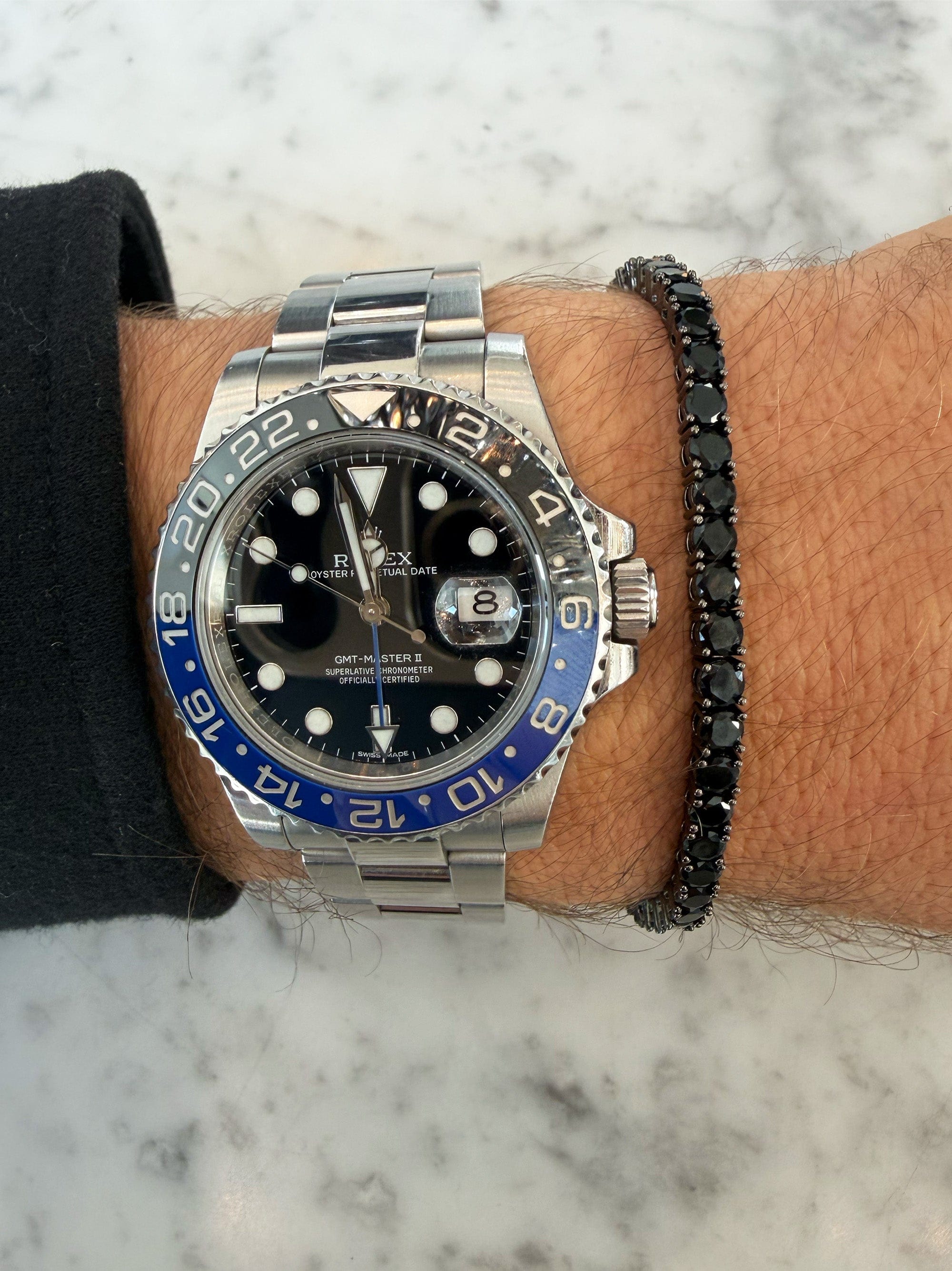 Nialaya Men's Bracelet Black Tennis Bracelet Black Tennis Bracelet