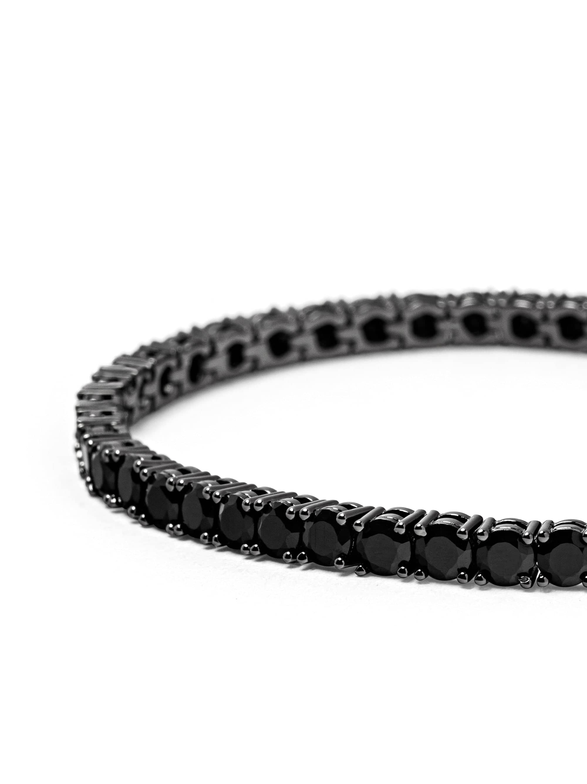 Nialaya Men's Bracelet Black Tennis Bracelet Black Tennis Bracelet