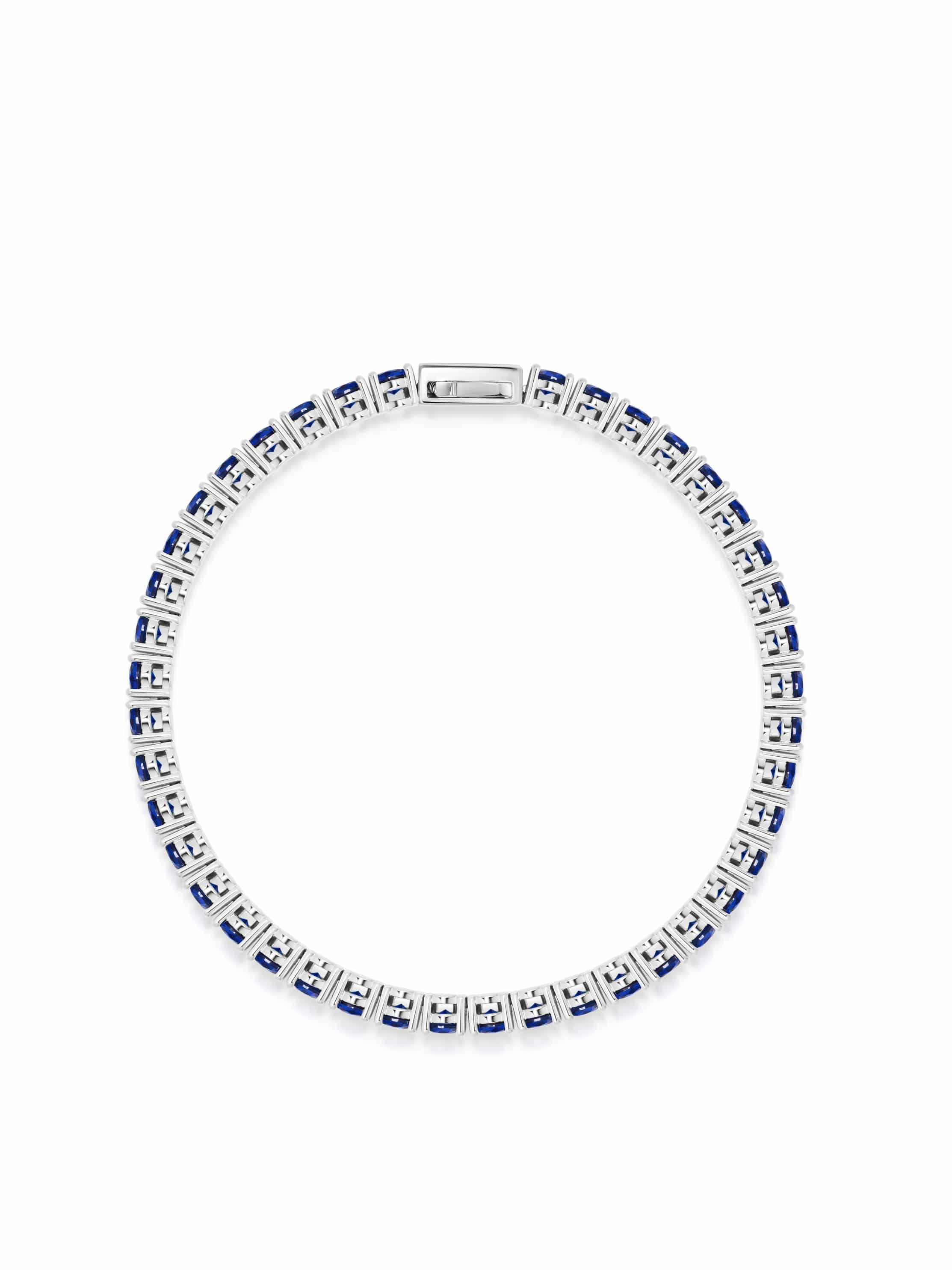 Nialaya Men's Bracelet Blue Tennis Bracelet with Silver Blue Tennis Bracelet with Silver