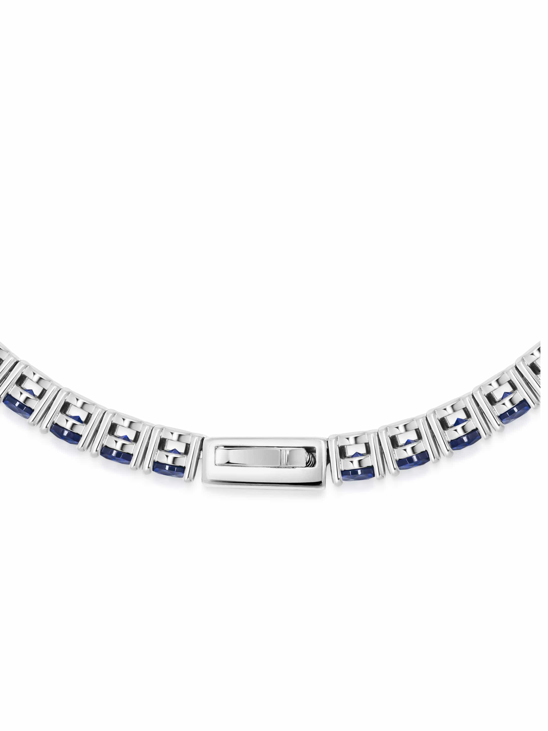 Nialaya Men's Bracelet Blue Tennis Bracelet with Silver Blue Tennis Bracelet with Silver