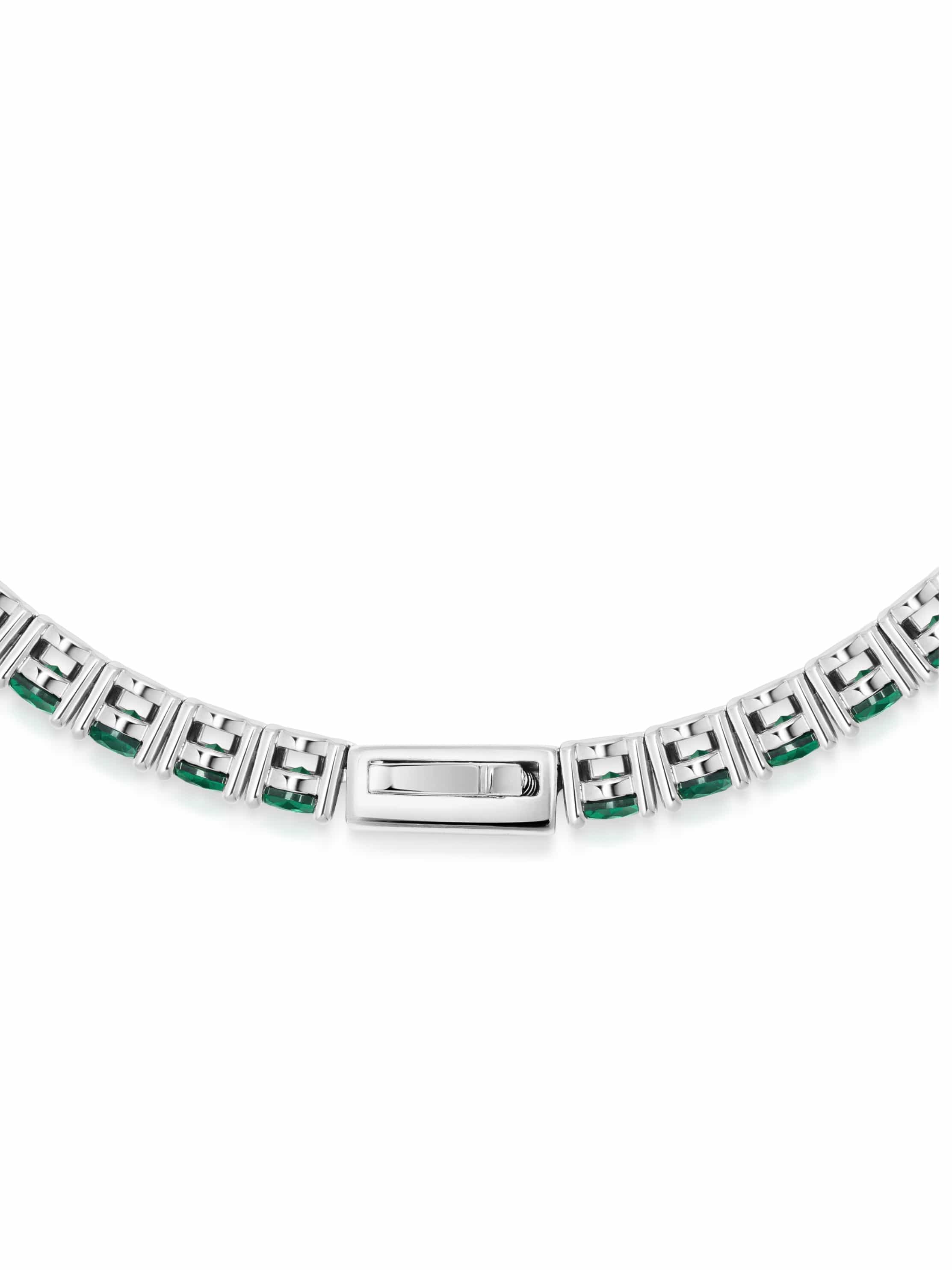 Nialaya Men's Bracelet Green Tennis Bracelet with Silver Green Tennis Bracelet with Silver