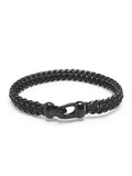 Nialaya Men's Bracelet Men's Total Black Woven 8 mm Box Chain Bracelet Men's Total Black Woven 8 mm Box Chain Bracelet
