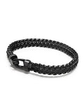 Nialaya Men's Bracelet Men's Total Black Woven 8 mm Box Chain Bracelet Men's Total Black Woven 8 mm Box Chain Bracelet