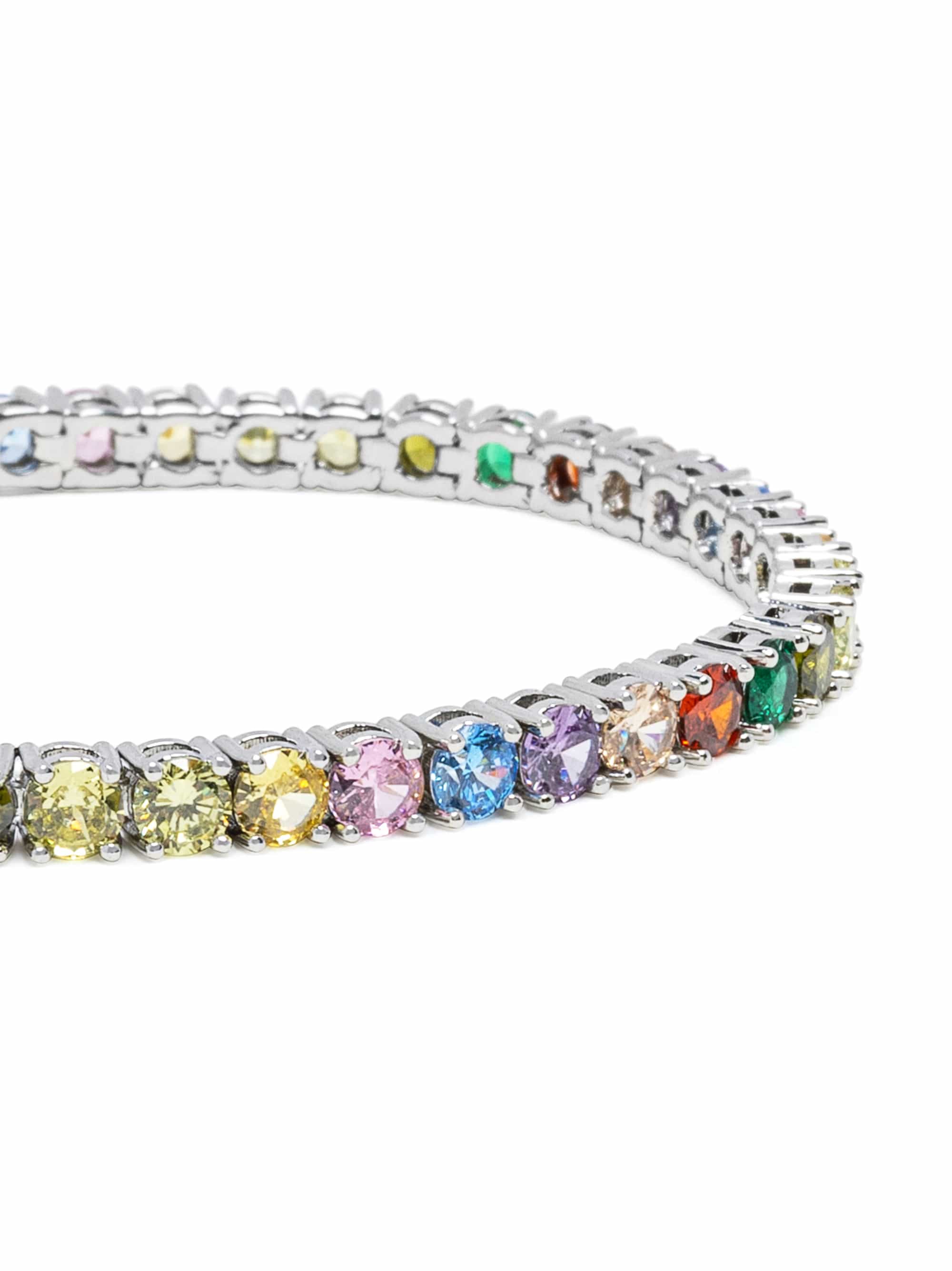 Nialaya Men's Bracelet Multicolor Tennis Bracelet with Silver Multicolor Tennis Bracelet with Silver