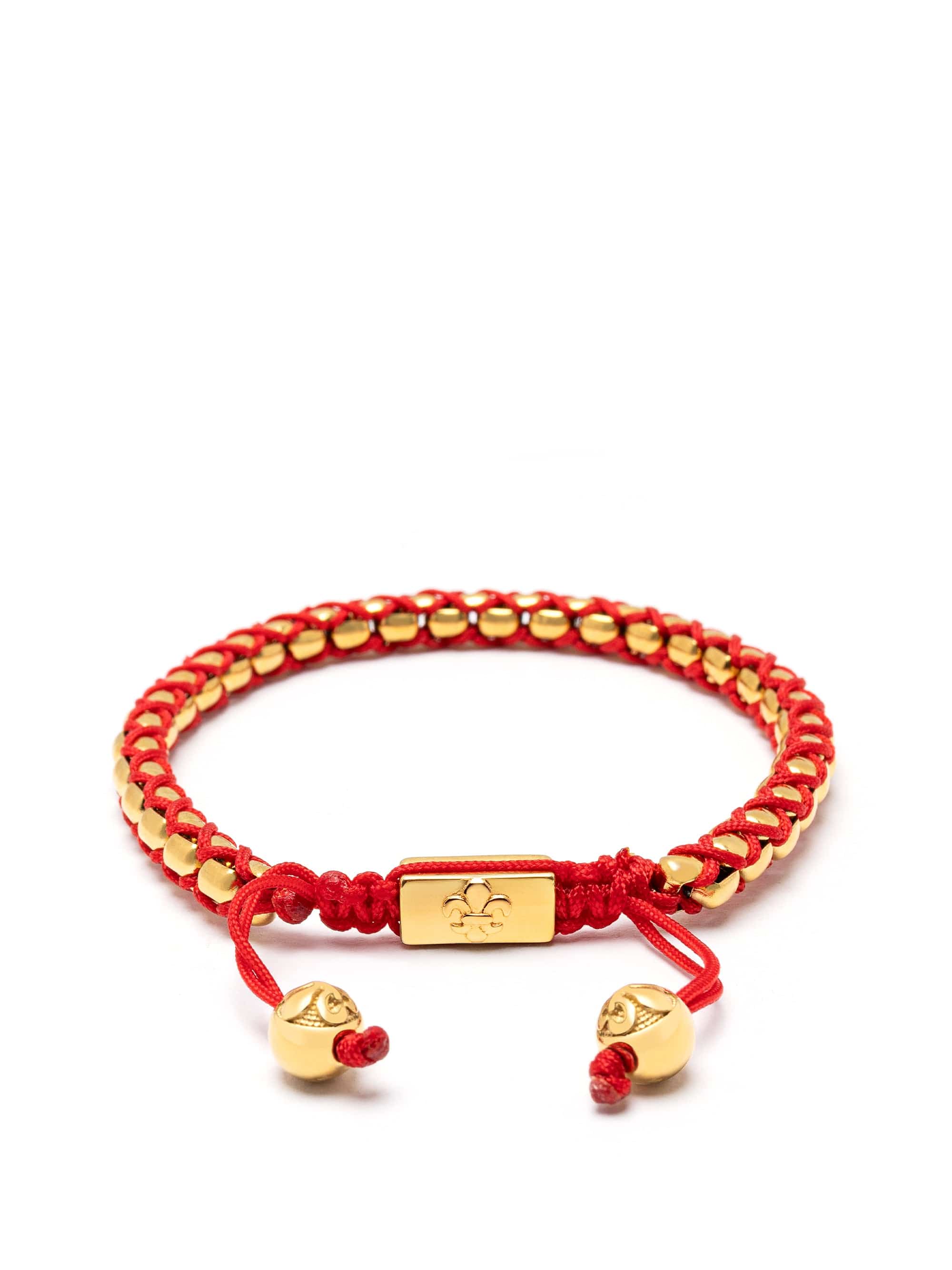 Nialaya Men's Bracelet Red Round Box Chain Bracelet in Gold Red Round Box Chain Bracelet in Gold
