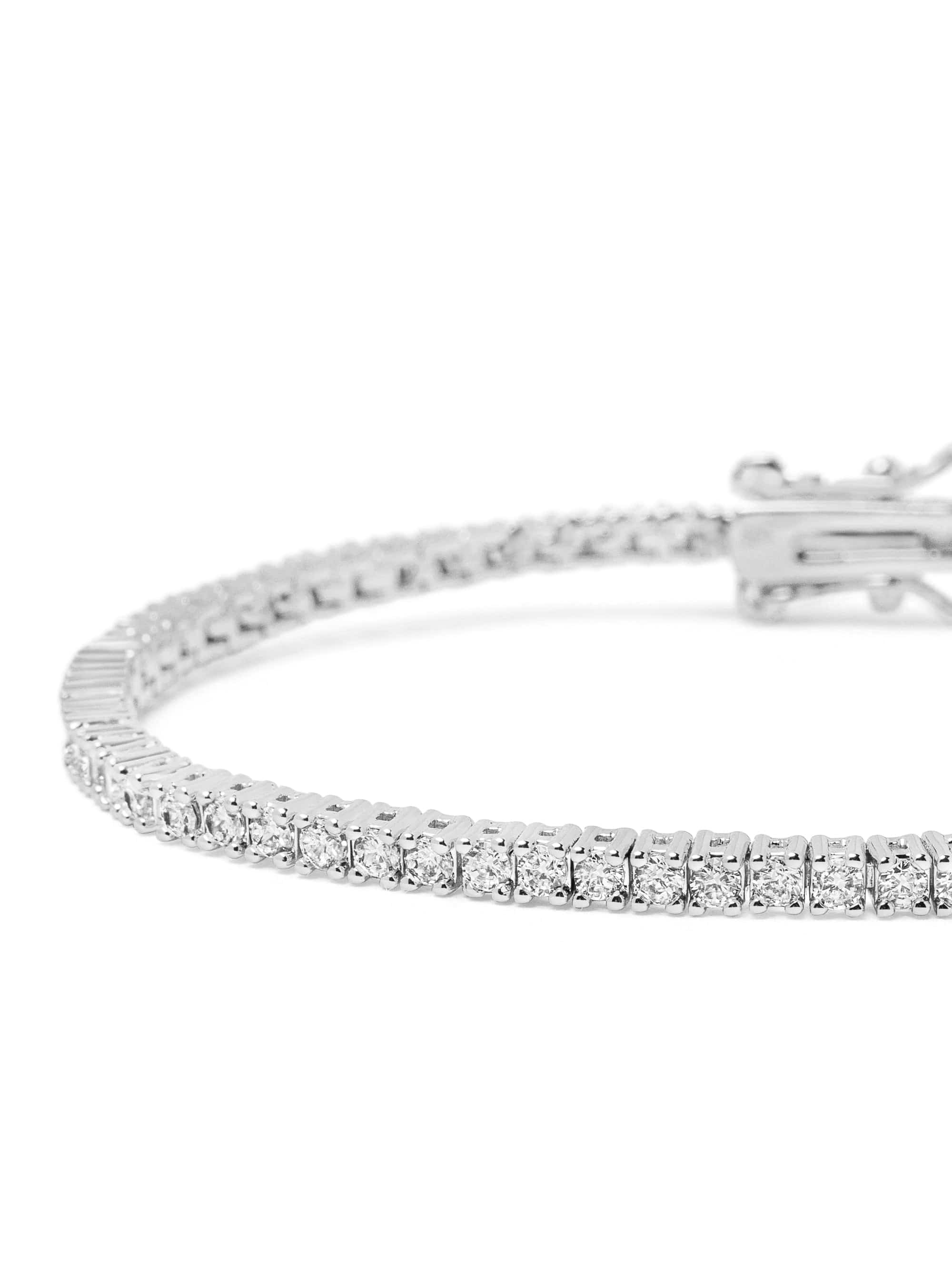 Nialaya Men's Bracelet Silver Mini Tennis Bracelet Silver Mini Tennis Bracelet