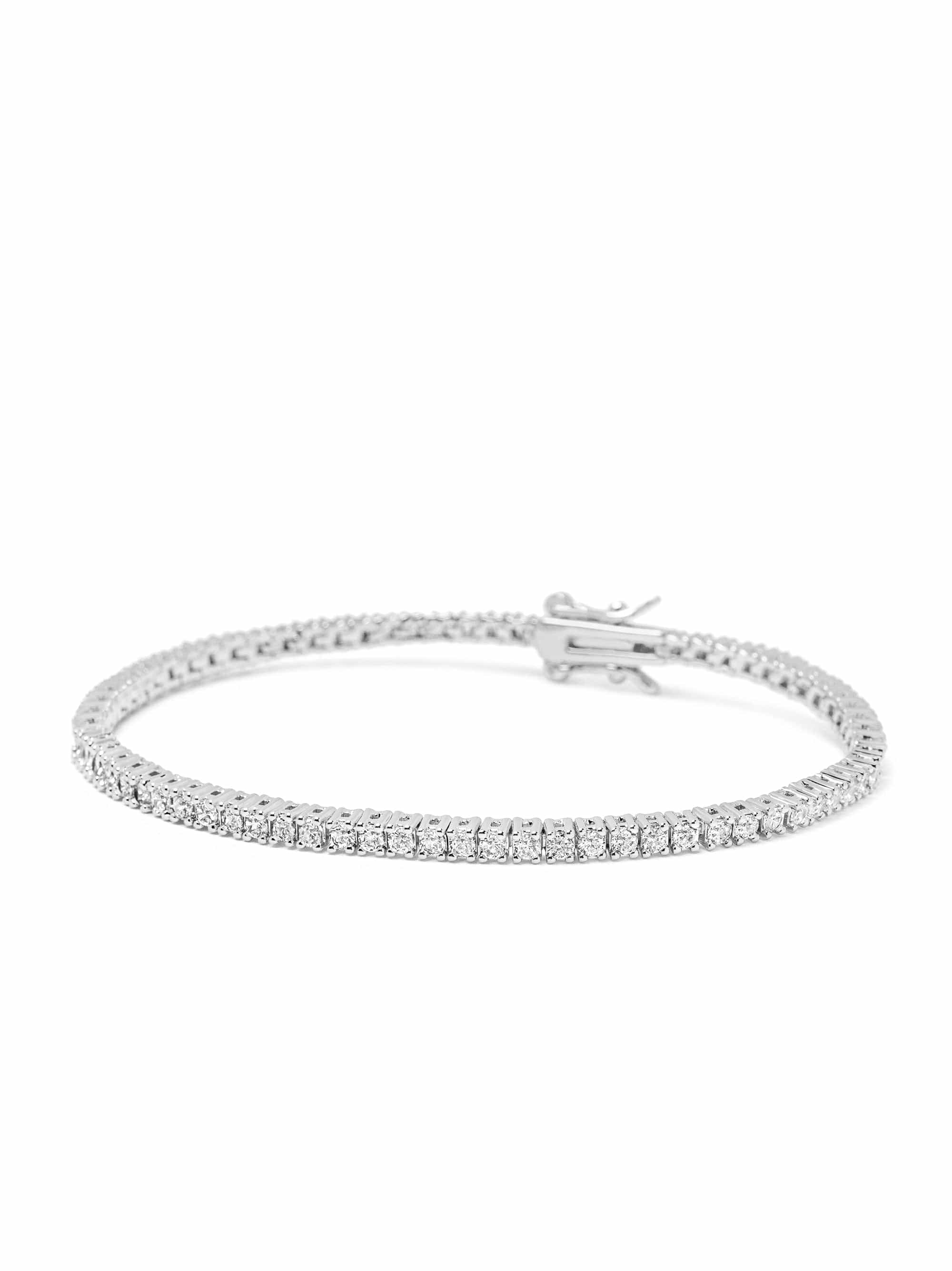 Nialaya Men's Bracelet Silver Mini Tennis Bracelet Silver Mini Tennis Bracelet