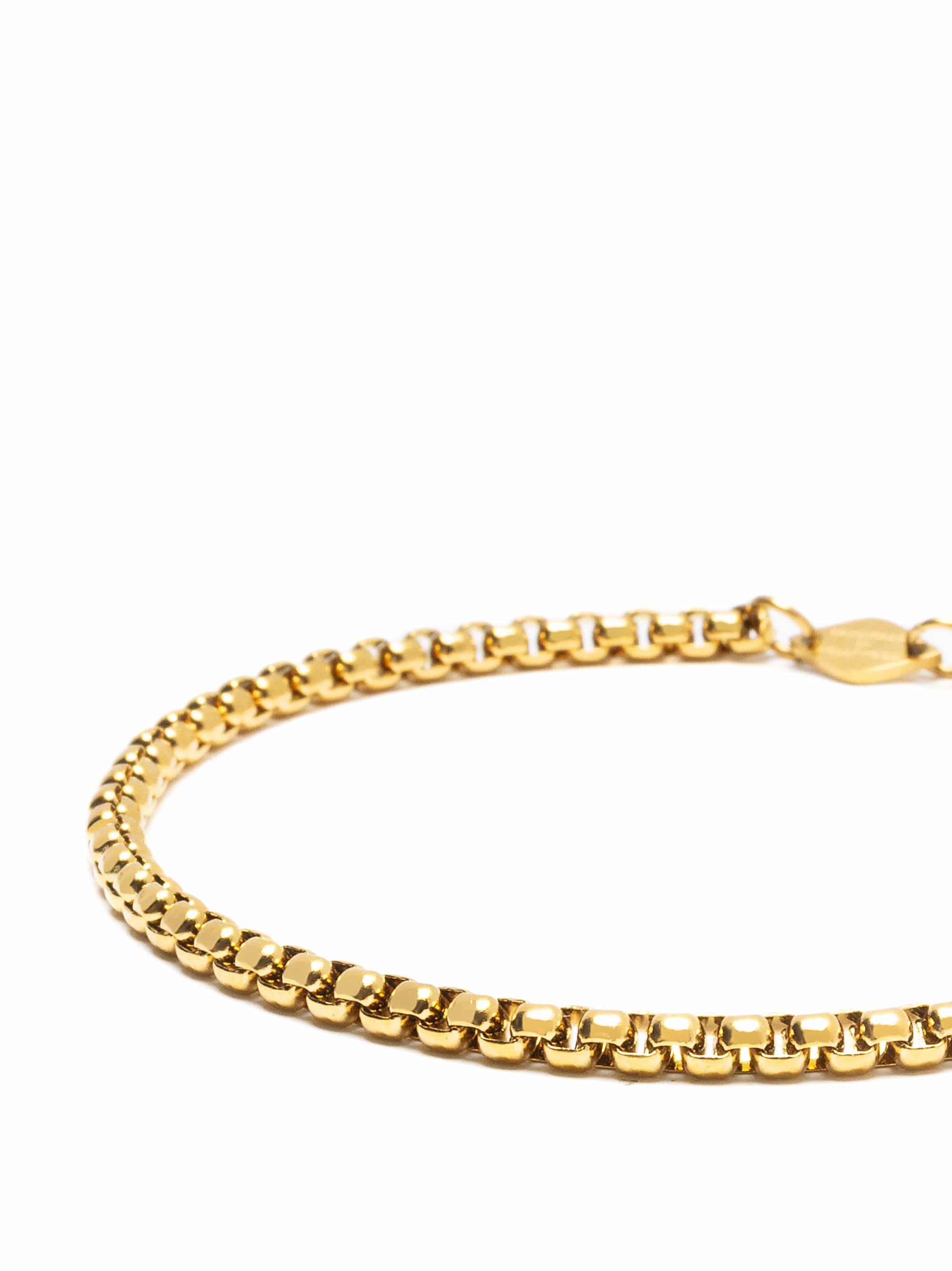 Nialaya Men's Chain Bracelet Gold Mini Box Chain Bracelet Gold Mini Box Chain Bracelet