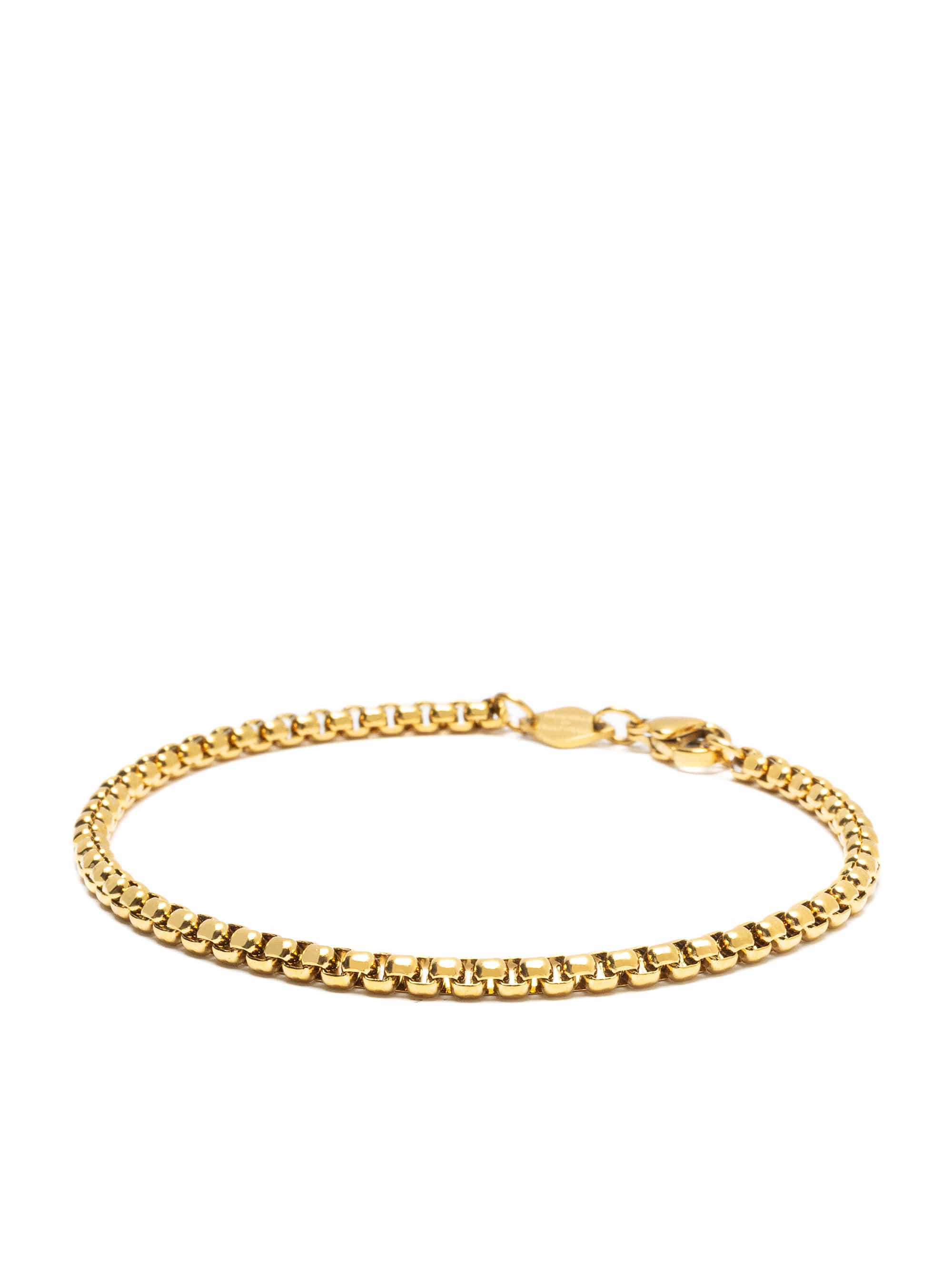 Nialaya Men's Chain Bracelet Gold Mini Box Chain Bracelet Gold Mini Box Chain Bracelet