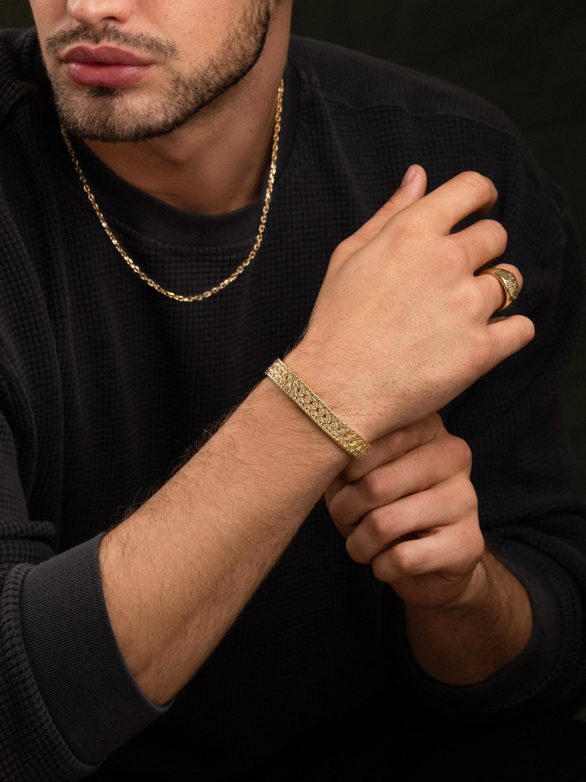 Men’s Gold Braided Chain Bracelet – Nialaya