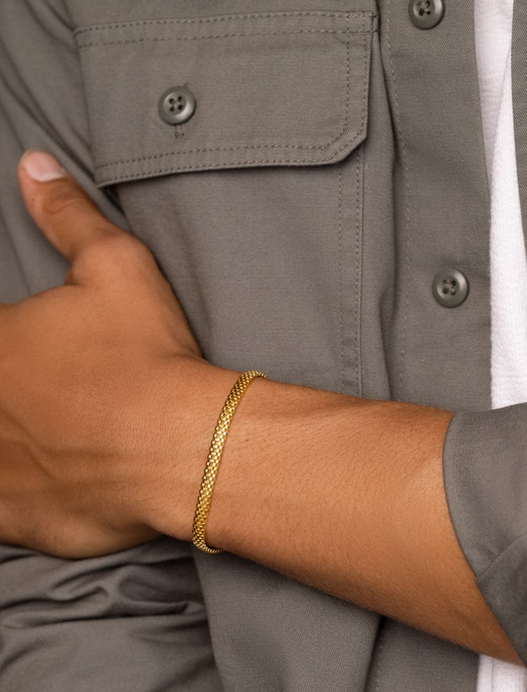 Nialaya Men's Chain Bracelet Men's Gold Woven Chain Bracelet