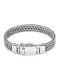 Nialaya Men's Chain Bracelet Men's Silver Braided Chain Bracelet