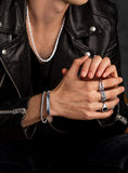 Nialaya Men's Chain Bracelet Men's Silver Round Chain Bracelet