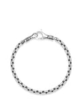 Nialaya Men's Chain Bracelet Men's Sterling Silver 4mm Round Link Chain Bracelet