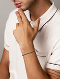 Nialaya Men's Chain Bracelet Men's Sterling Silver 4mm Round Link Chain Bracelet