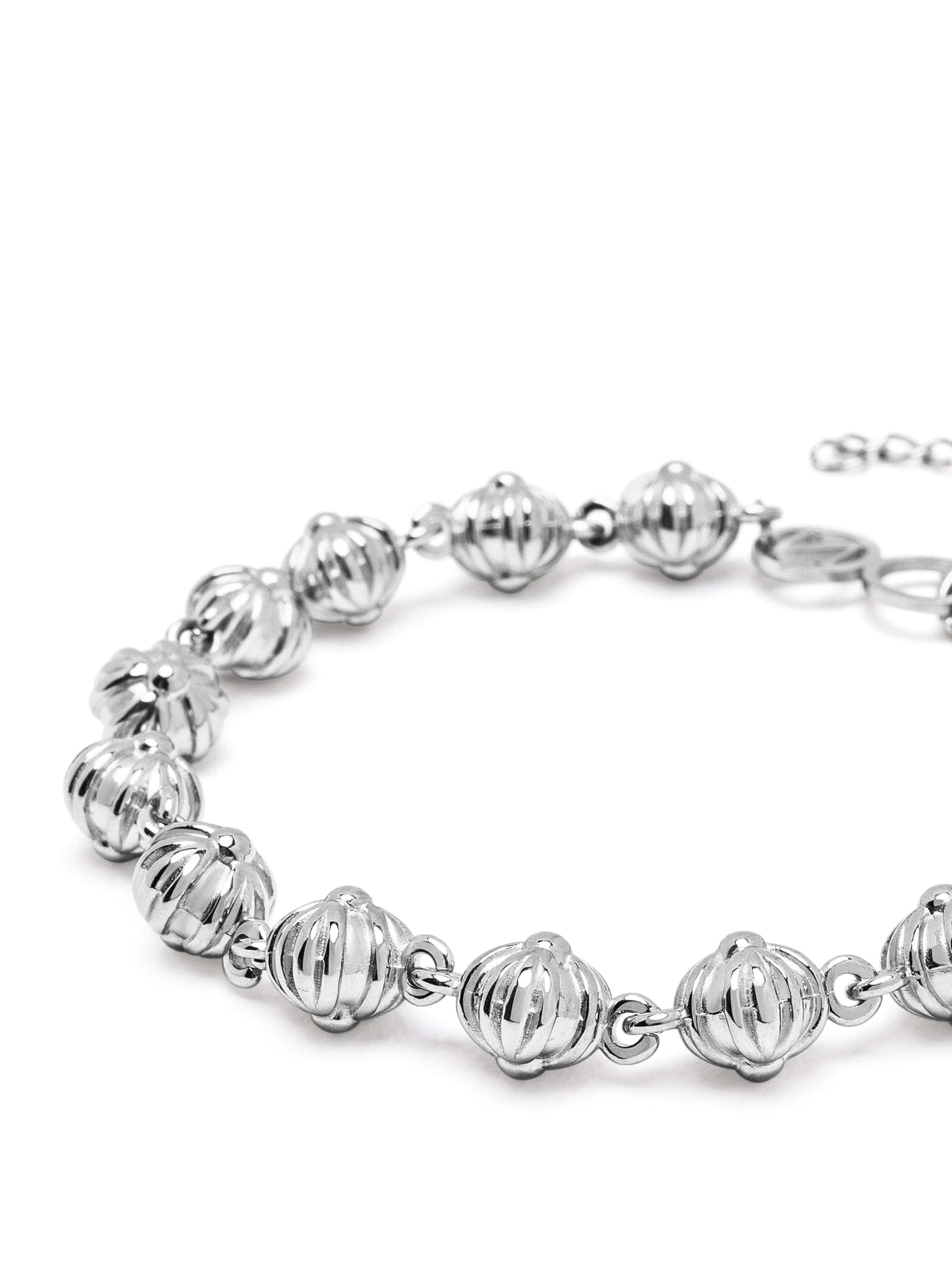 Nialaya Men's Chain Bracelet Silver Bloom Bracelet Silver Bloom Bracelet