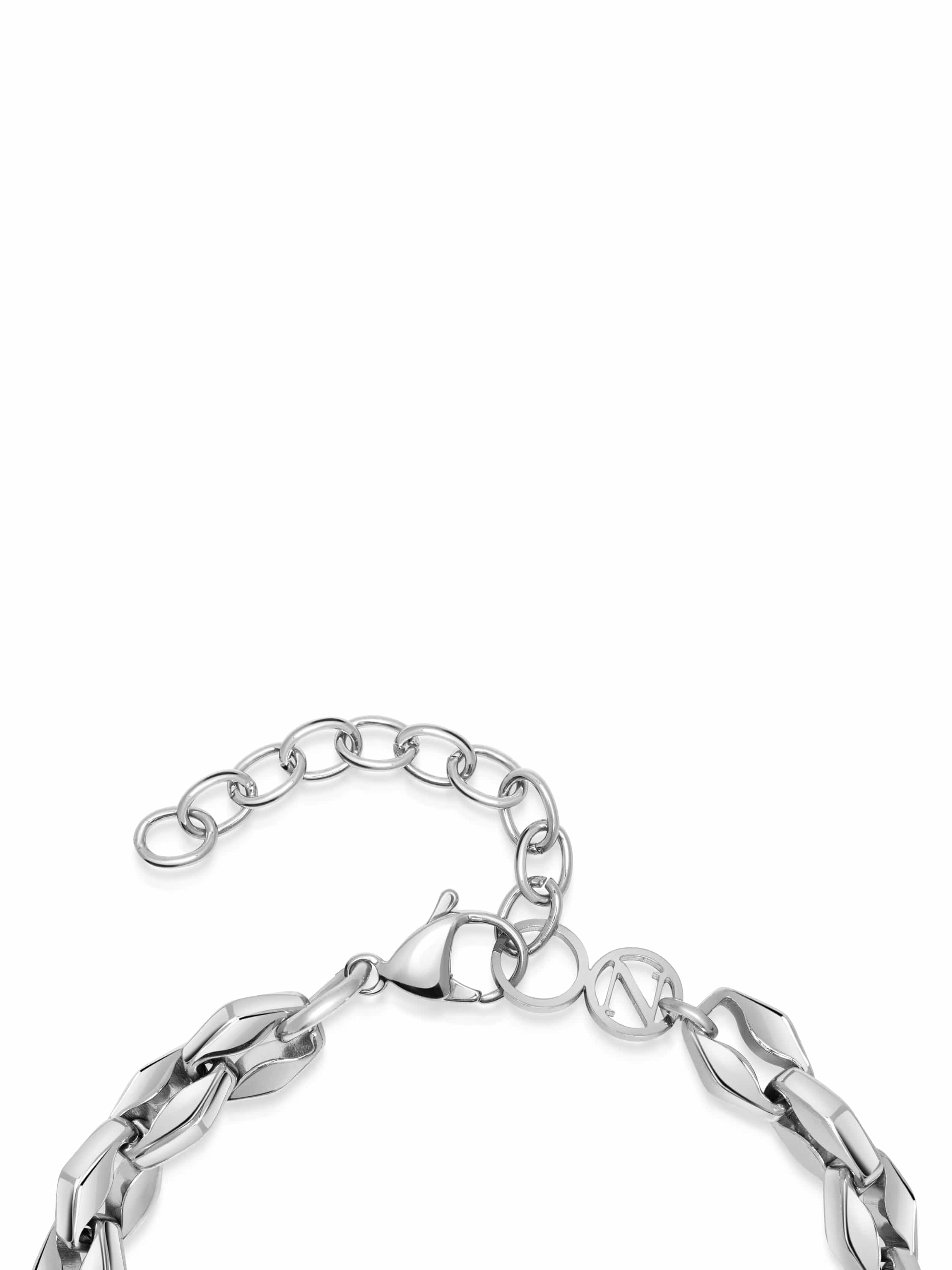 Nialaya Men's Chain Bracelet Silver Geometric Link Bracelet Silver Geometric Link Bracelet