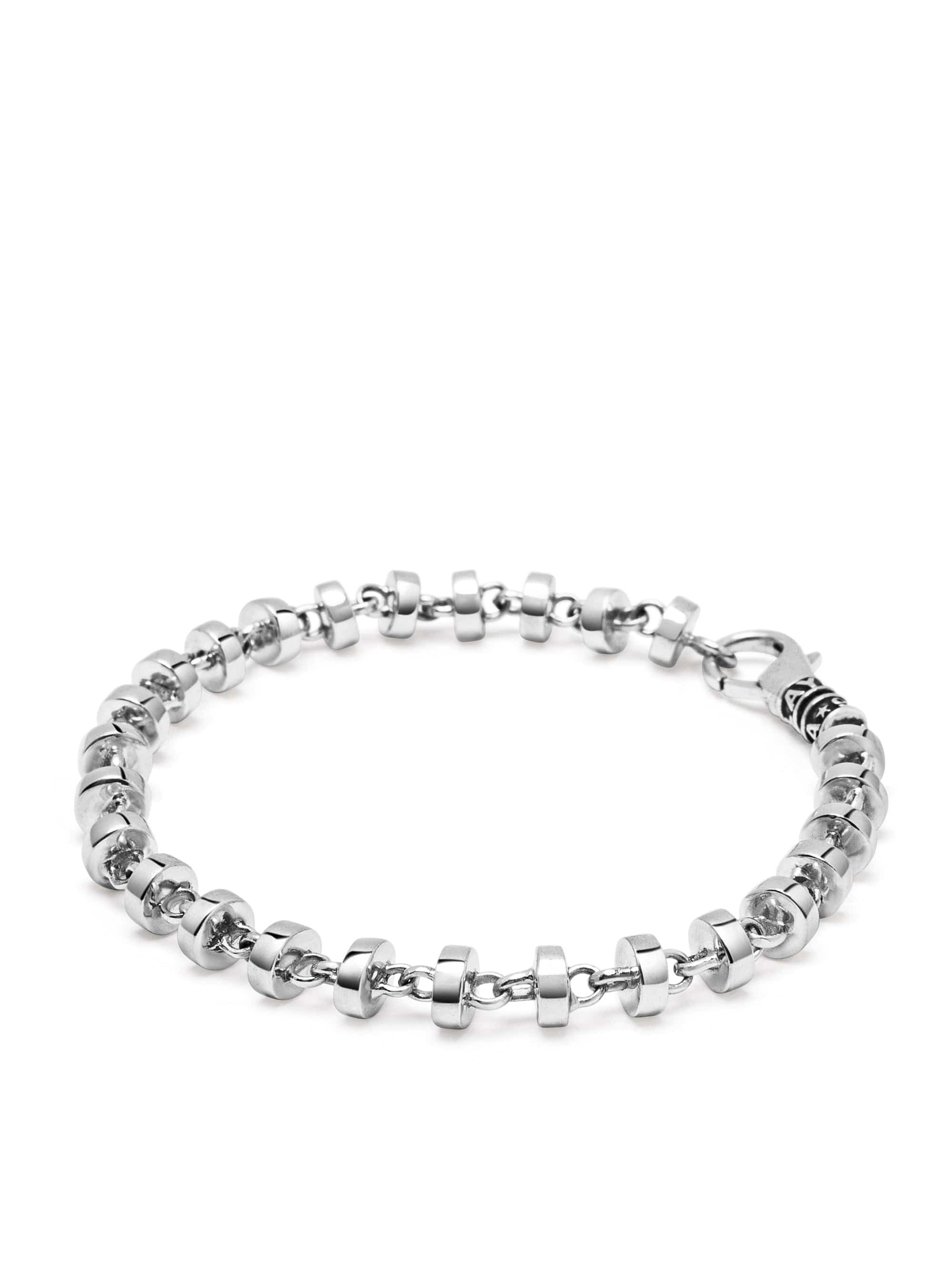 Nialaya Men's Chain Bracelet Sterling Silver Round Link Bracelet Sterling Silver Round Link Bracelet