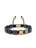 Nialaya Men's Flatbead Bracelet Men's Ceramic Flatbead Bracelet in Black, Blue, Red and Gold