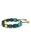 Nialaya Men's Flatbead Bracelet Men's Ceramic Flatbead Bracelet in Black, Green, Turquoise, and Gold