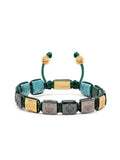 Nialaya Men's Flatbead Bracelet Men's Ceramic Flatbead Bracelet in Black, Green, Turquoise, and Gold