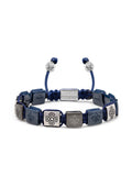 Men's Ceramic Flatbead Bracelet in Blue and Silver