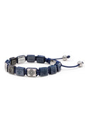 Nialaya Men's Flatbead Bracelet Men's Ceramic Flatbead Bracelet in Blue and Silver