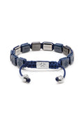 Nialaya Men's Flatbead Bracelet Men's Ceramic Flatbead Bracelet in Blue and Silver