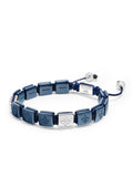 Nialaya Men's Flatbead Bracelet Men's Ceramic Flatbead Bracelet in Blue and Sterling Silver