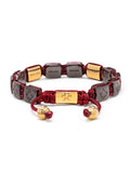 Nialaya Men's Flatbead Bracelet Men's Ceramic Flatbead Bracelet in Dark Red and Gold