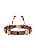 Nialaya Men's Flatbead Bracelet Men's Ceramic Flatbead Bracelet in Dark Red and Gold