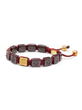 Nialaya Men's Flatbead Bracelet Men's Ceramic Flatbead Bracelet in Dark Red and Gold